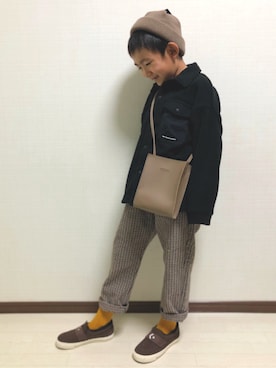 「Right-on（ライトオン）のアイテム（ニットキャップ/ビーニー）」を使った、haru🌸さん（キッズ・123cm）の秋コーディネート