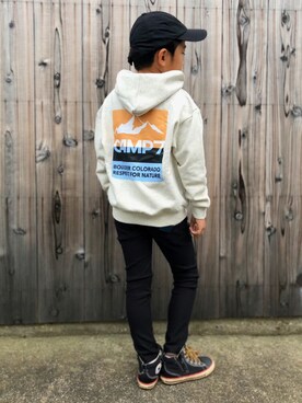 「CAMP7（キャンプセブン）のアイテム（スウェット）」を使った、haru🌸さん（キッズ・123cm）の秋コーディネート