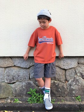 「CAMP7（キャンプセブン）のアイテム」を使った、haru🌸さん（キッズ・127cm）の春コーディネート