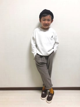 「CONVERSE（コンバース）のアイテム（スリッポン）」を使った、haru🌸さん（キッズ・123cm）の秋コーディネート