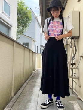 「FLAGSTUFF（フラグスタフ）のアイテム」を使った、菜奈さん（レディース・168cm）の夏コーディネート