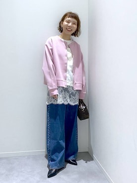 「GLOBAL WORK（グローバルワーク）のGOODデニムアソートワイド/1042802（デニムパンツ、ブルー系）」を使った、ちゃんさん（レディース・155cm）の秋コーディネート