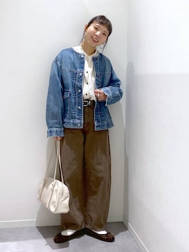 「GLOBAL WORK（グローバルワーク）のらくっション撥水バレエ/135873（バレエシューズ、その他）」を使った、ちゃんさん（レディース・155cm）の冬コーディネート