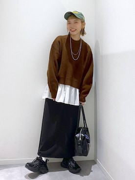 「NEW ERA（ニューエラ）のアイテム（ハット）」を使った、ちゃんさん（レディース・155cm）の秋コーディネート