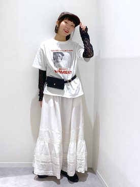 「LOWRYS FARM（ローリーズファーム）のハンチング  578363（ハンチング/ベレー帽、ブラウン系）」を使った、ちゃんさん（レディース・155cm）の春コーディネート