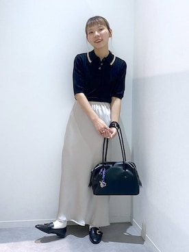 「GLOBAL WORK（グローバルワーク）のサイズ拡大/らくっション撥水2WAYローファー/131468（ローファー、ブラック系）」を使った、ちゃんさん（レディース・155cm）の春コーディネート