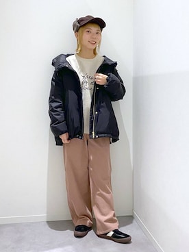 「アイテム（ダウンジャケット/コート）」を使った、ちゃんさん（レディース・155cm・20代）の秋コーディネート