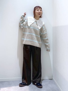 「アイテム（付け襟）」を使った、ちゃんさん（レディース・155cm）の秋コーディネート