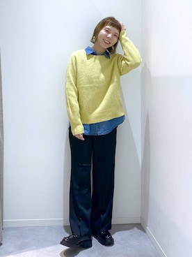 「GLOBAL WORK（グローバルワーク）の365日マイスタイルシャツ/571317（シャツ/ブラウス、ブルー系）」を使った、ちゃんさん（レディース・155cm）の秋コーディネート