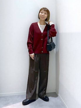 「GLOBAL WORK（グローバルワーク）のシリンダーバッグ/1054922（ショルダーバッグ、ブラック系）」を使った、ちゃんさん（レディース・155cm）の秋コーディネート