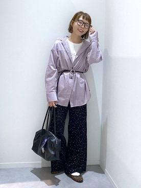 「GLOBAL WORK（グローバルワーク）のリッチクリーンプリントロンT/1066927（Tシャツ/カットソー、ホワイト系）」を使った、ちゃんさん（レディース・155cm）の秋コーディネート