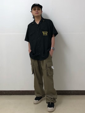 「BlackEyePatch（ブラックアイパッチ）のアイテム」を使った、アライトモヤさん（メンズ・170cm）の夏コーディネート