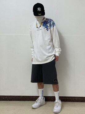 「Evae mob(エヴァーモブ)のアイテム」を使った、アライトモヤさん(メンズ・170cm)の夏コーディネート