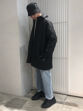 「WHITELAND（ホワイトランド）のアイテム（ブルゾン）」を使った、アライトモヤさん（メンズ・170cm）の冬コーディネート