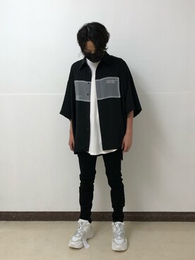 「A4A（エーフォーエー）のA4A/エーフォーエー/40s強撚糸ラウンドTシャツ（Tシャツ/カットソー）」を使った、アライトモヤさん（メンズ・170cm）の夏コーディネート