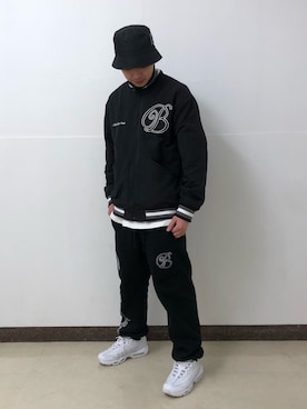 「BlackEyePatch（ブラックアイパッチ）のアイテム（ジャケット/アウター）」を使った、アライトモヤさん（メンズ・170cm）の冬コーディネート