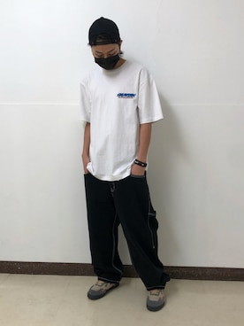 「BlackEyePatch（ブラックアイパッチ）のアイテム（シューズ）」を使った、アライトモヤさん（メンズ・170cm）の夏コーディネート