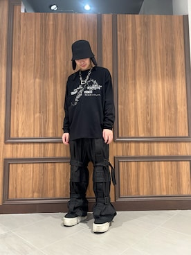 「WHITELAND（ホワイトランド）のアイテム（帽子）」を使った、アライトモヤさん（メンズ・170cm）の冬コーディネート