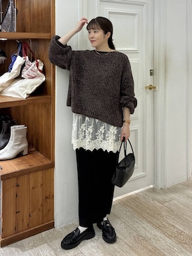 「アイテム（チュニック）」を使った、mariさん（レディース・159cm）の冬コーディネート