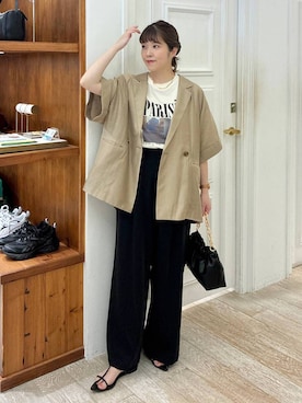 「A part by（アパートバイ）のクロスフラットサンダル（サンダル）」を使った、mariさん（レディース・159cm・30代）の夏コーディネート
