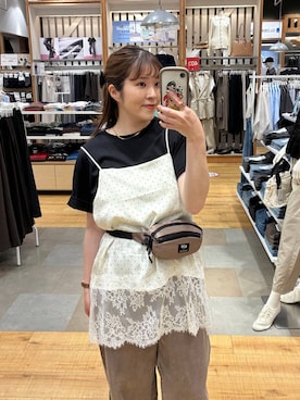 「GLOBAL WORK（グローバルワーク）のGOODデニムバレルパンツ/600980（デニムパンツ、ブラウン系）」を使った、mariさん（レディース・159cm）の春コーディネート