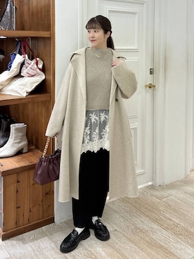 「アイテム（ステンカラーコート）」を使った、mariさん（レディース・159cm・30代）の冬コーディネート