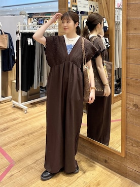 「GLOBAL WORK（グローバルワーク）のリッチクリーンプリントT半袖/636780（Tシャツ/カットソー、ホワイト系）」を使った、mariさん（レディース・159cm）の春コーディネート