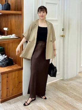 「アイテム（ジャケット/アウター、イエロー系）」を使った、mariさん（レディース・159cm）の夏コーディネート
