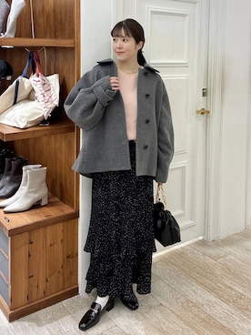 「アイテム（ステンカラーコート）」を使った、mariさん（レディース・159cm・30代）の冬コーディネート