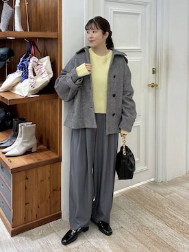 「アイテム（ステンカラーコート）」を使った、mariさん（レディース・159cm）の冬コーディネート