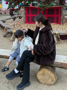 「アイテム（その他アウター、ブラウン系）」を使った、mariさん（レディース・159cm）の冬コーディネート