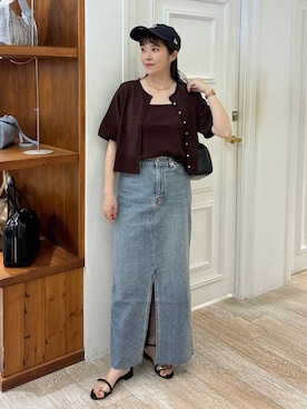 「アイテム（デニムスカート）」を使った、mariさん（レディース・159cm）の夏コーディネート