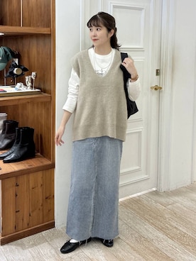 「アイテム（デニムスカート）」を使った、mariさん（レディース・159cm・30代）の秋コーディネート