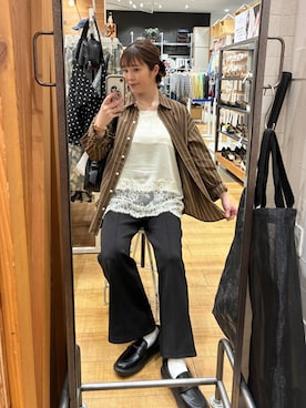 「GLOBAL WORK（グローバルワーク）の365日マイスタイルシャツ/571317（シャツ/ブラウス、ブラウン系）」を使った、mariさん（レディース・159cm）の春コーディネート