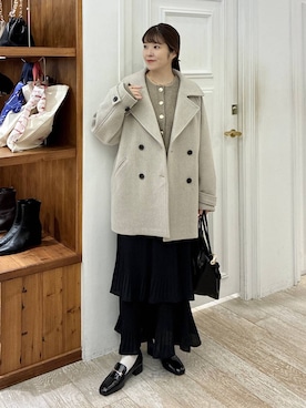 「アイテム（ピーコート）」を使った、mariさん（レディース・159cm）の秋コーディネート