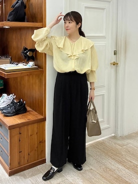 「アイテム（バレッタ/ヘアクリップ）」を使った、mariさん（レディース・159cm）の秋コーディネート