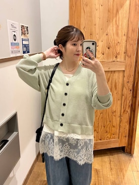 「GLOBAL WORK（グローバルワーク）のGOODデニムイージーパンツ/COOL/636569（デニムパンツ、ブルー系）」を使った、mariさん（レディース・159cm）の春コーディネート
