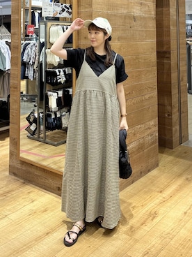 「NEW ERA（ニューエラ）のNEW ERA/CASUAL CLASSIC/26/616621（キャップ、ホワイト系）」を使った、mariさん（レディース・159cm）の夏コーディネート