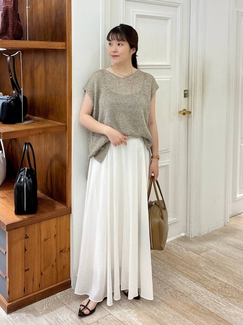 セール】リネンコンメッシュプルオーバーフレンチスリーブ（ニット