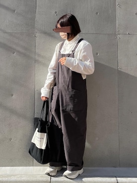 「かぐれ（カグレ）のアイテム（サロペット/オーバーオール）」を使った、tarouさん（レディース・154cm）の秋コーディネート