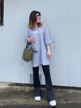 「GRL（グレイル）のリブニットフレアパンツ（その他パンツ）」を使った、soraさん（レディース・158cm）の夏コーディネート