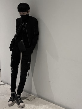 「Rick Owens（リックオウエンス）のアイテム（ジャケット/アウター）」を使った、shionさん（メンズ・178cm）の春コーディネート