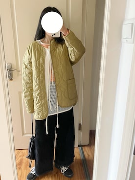 「coca（coca）（コカ）のアイテム（ノーカラージャケット）」を使った、yiigogoさん（レディース・161cm）の冬コーディネート