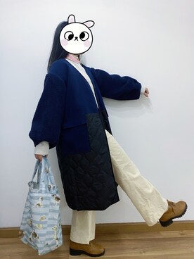 「w closet（ダブルクローゼット）のアイテム（その他アウター）」を使った、yiigogoさん（レディース・161cm）の冬コーディネート
