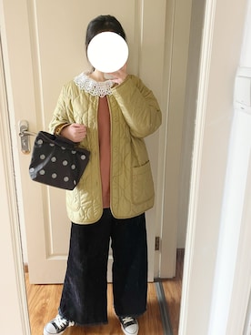 「coca（coca）（コカ）のアイテム（ノーカラージャケット）」を使った、yiigogoさん（レディース・161cm）の冬コーディネート