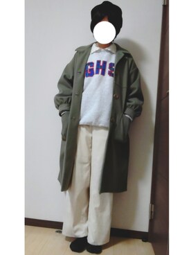 「ehka sopo（エヘカソポ）のアイテム（ステンカラーコート）」を使った、みぃこさん（レディース・164cm）の春コーディネート