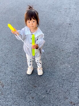 「アイテム（ママ＆ベビー、シルバー系）」を使った、ちあままさん（キッズ・80cm）の冬コーディネート