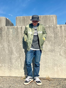 「アイテム（デニムパンツ）」を使った、Heroさん（メンズ・173cm・40代）の冬コーディネート