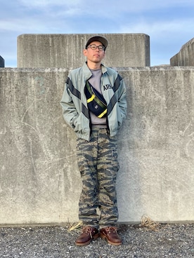 「アイテム（ナイロンジャケット）」を使った、Heroさん（メンズ・173cm）の冬コーディネート