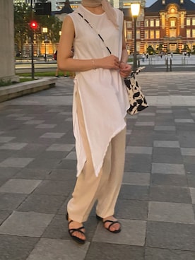 「FEMMENT（ファモン）のアイテム」を使った、yuchanさん（レディース・163cm）の夏コーディネート